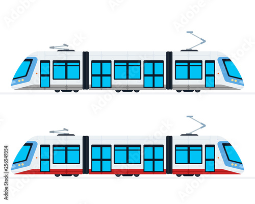 Municipal Electric Tram vector flat isolated