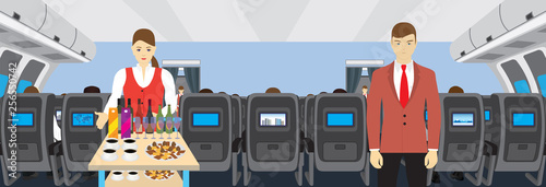 Interior of salon of the plane.