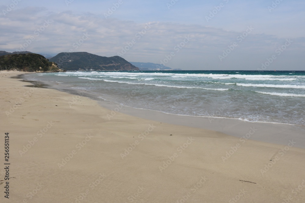 青い空と海白い波白浜海岸 青い空と海白い波白浜海岸