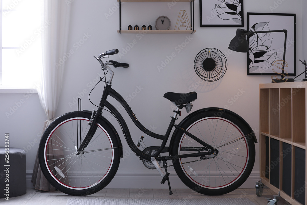 Stylish room with modern bicycle. Idea for interior decor Stylish room with modern bicycle. Idea for interior decor