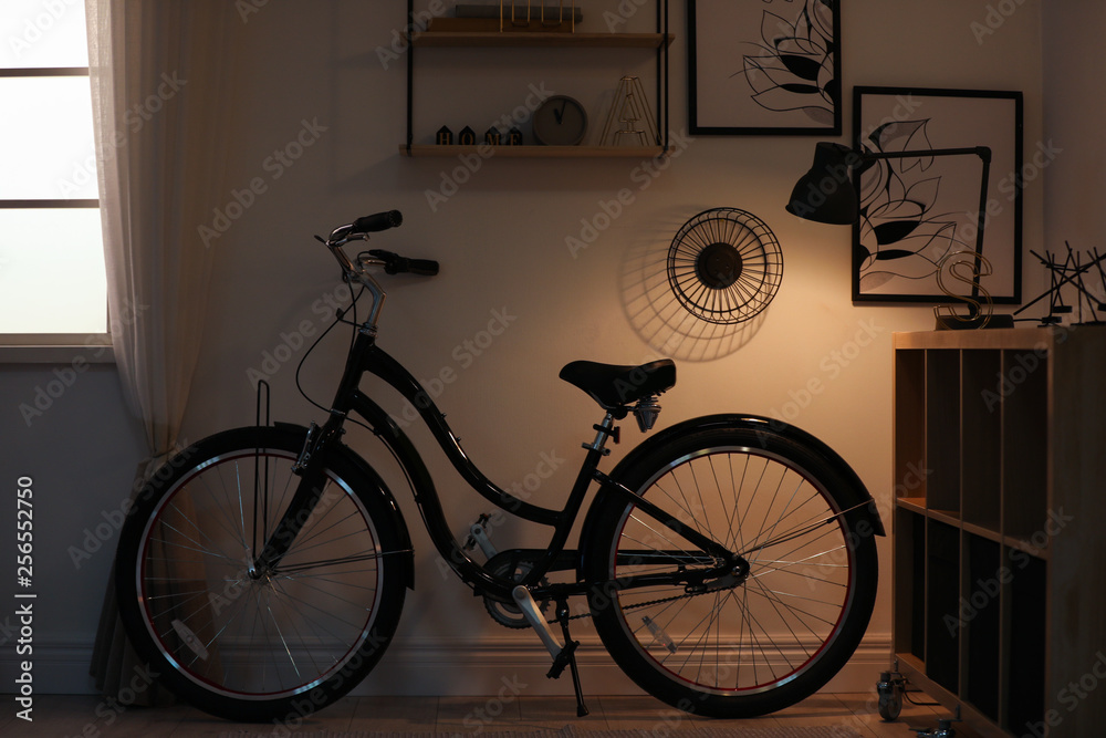 Stylish room with modern bicycle. Idea for interior decor Stylish room with modern bicycle. Idea for interior decor