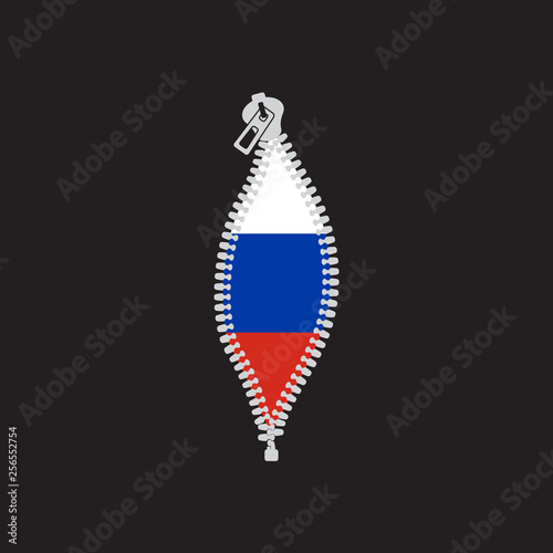 Opened zipper revealing   flag  of Russian Federation