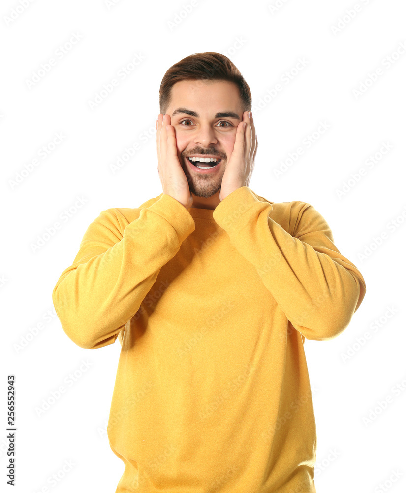 Portrait of emotional handsome man on white background Portrait of emotional handsome man on white background