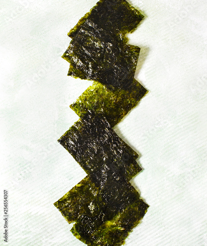 Japanese or korean roasted seaweed snack. Roasted Dried Seaweed, Healthy Snack photo