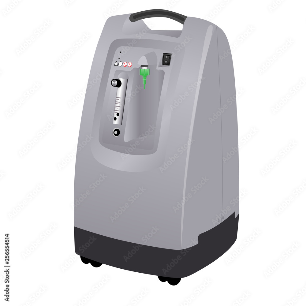 Illustration of an oxygen concentrator Illustration of an oxygen concentrator