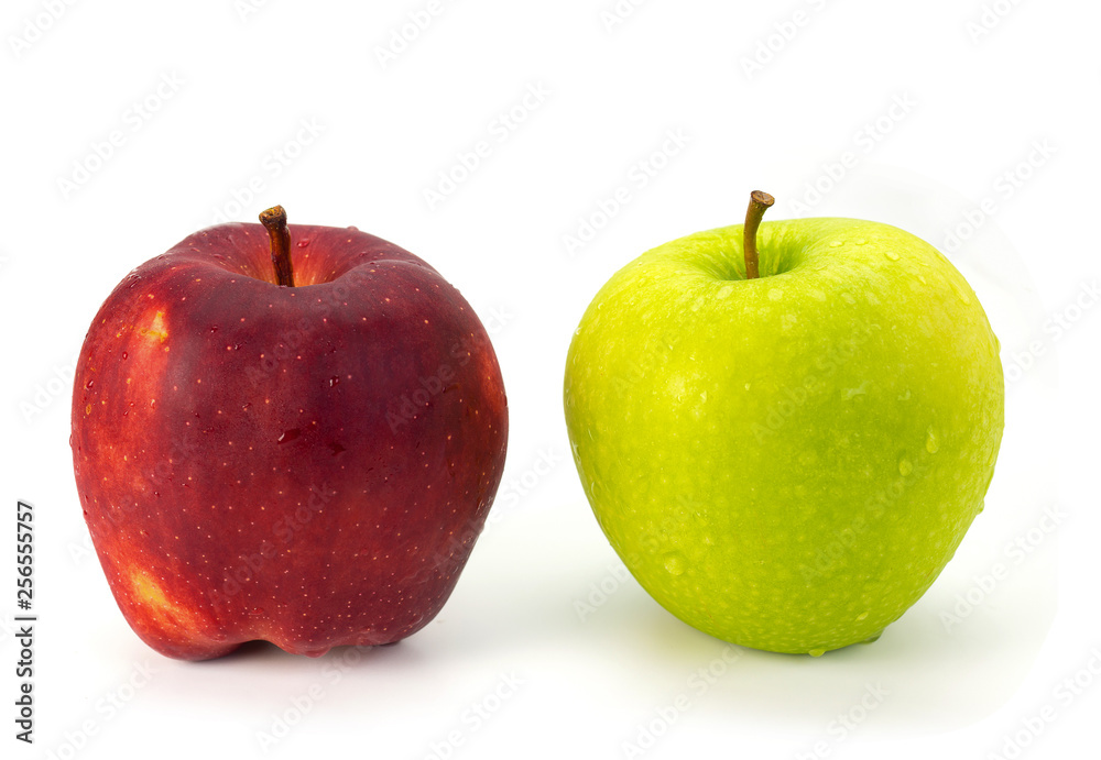 Red and green apples on white background. Red and green apples on white background.