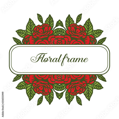 Vector illustration elegant rose red floral frame for vintage card