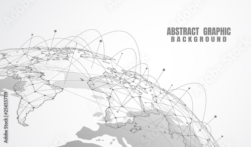 Global network connection. World map point and line composition concept of global business. Vector Illustration