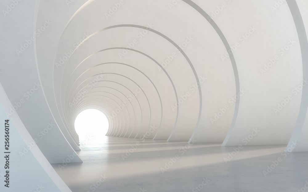 Abstract illuminated empty white corridor interior design. 3D rendering. Abstract illuminated empty white corridor interior design. 3D rendering.