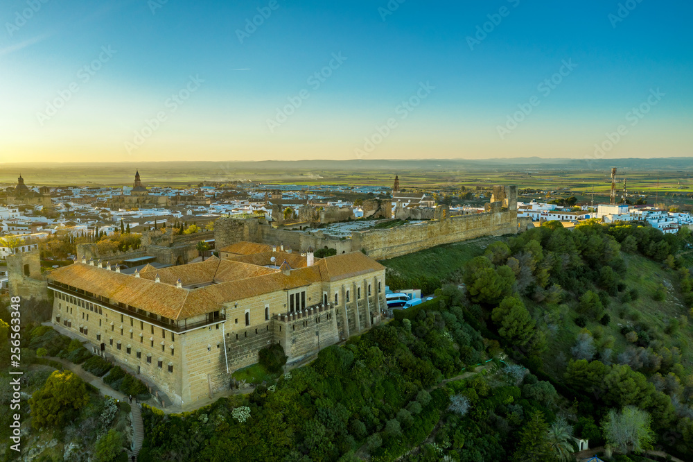 Carmona sunset aerial view in Andalusia Spain not far from Sevilla