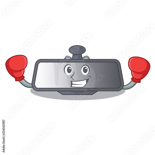 Boxing rear view mirror isolated with mascot