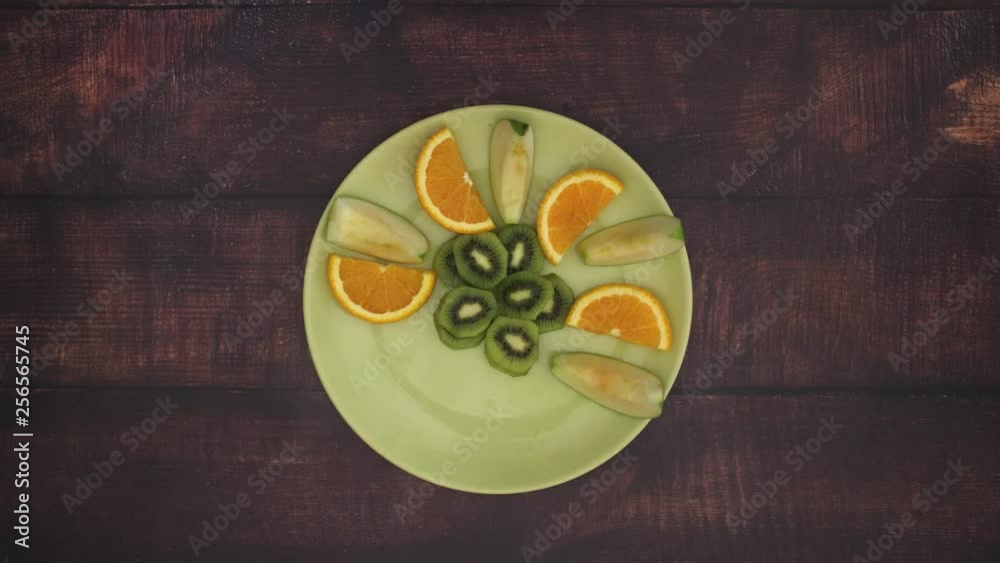 Eating fruits from green plate - Stop Motion Eating fruits from green plate - Stop Motion
