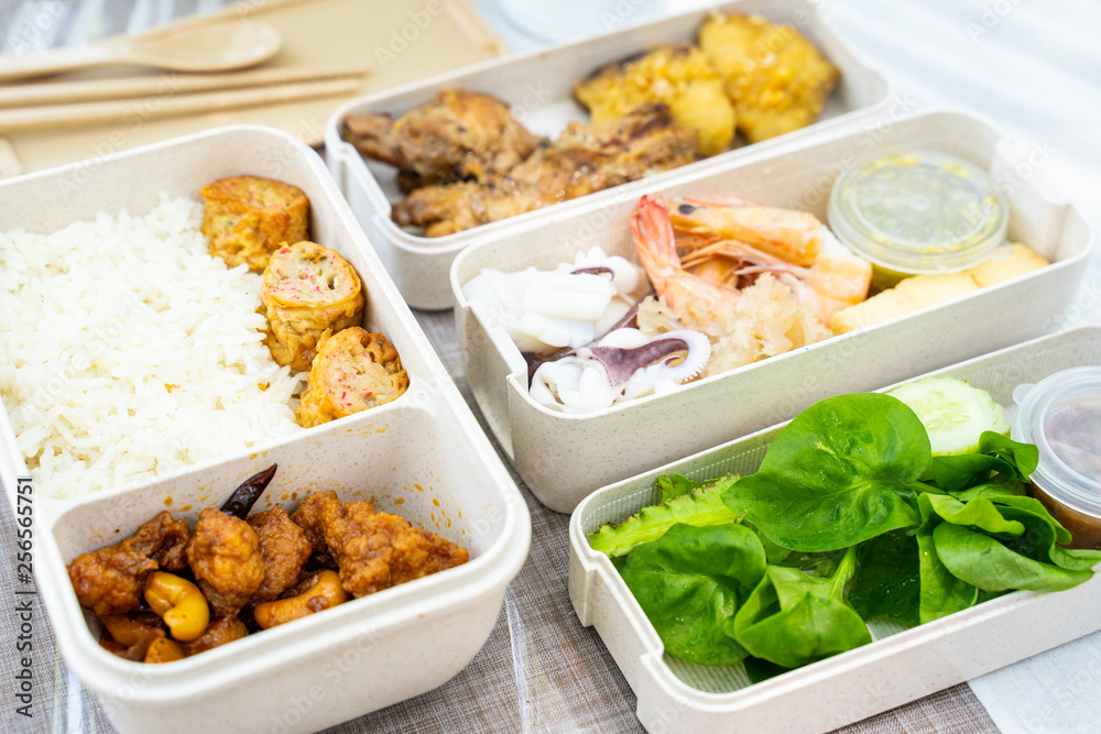 food in plastic lunch box food in plastic lunch box