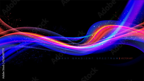 The illustration of an conceptually curvy meshes with connected particles. You can use it as a background in various designs, which is related to science or technology theme.