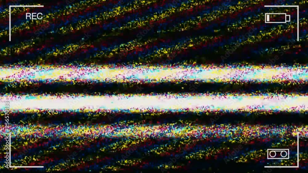 Static noise of flickering detuned TV screen. Camera Recording Screen