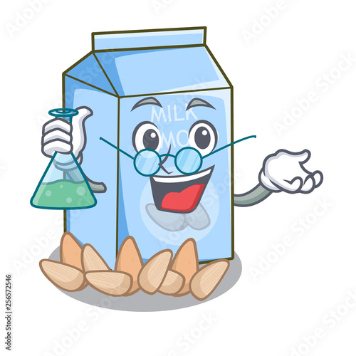 Professor almond milk isolated in the mascot