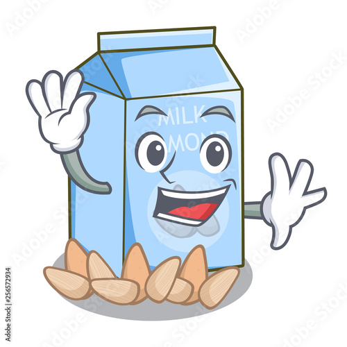 Waving almond milk isolated in the mascot