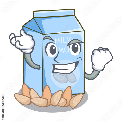 Successful almond milk isolated in the mascot