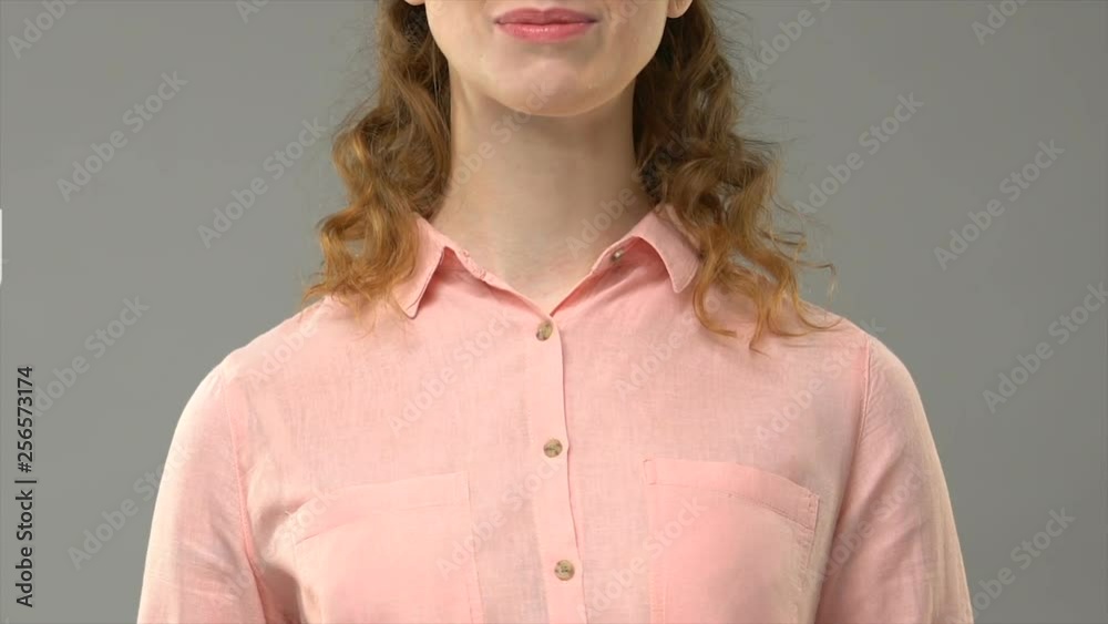 Female saying thank you in sign language, teacher showing words in asl, tutorial Female saying thank you in sign language, teacher showing words in asl, tutorial