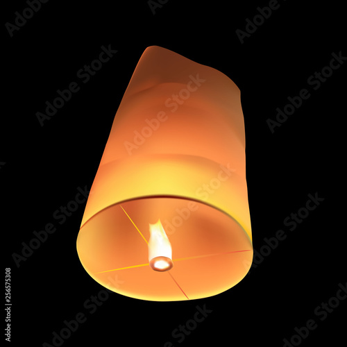 vector of floating lantern on black background