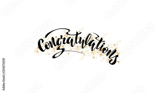 Congratulations. Vector illustration with handwritten phrase. Lettering.