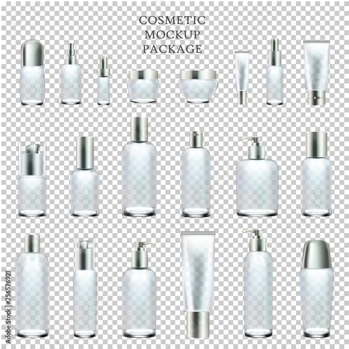 Cosmetic Mockup Set Package Glass Different Size.