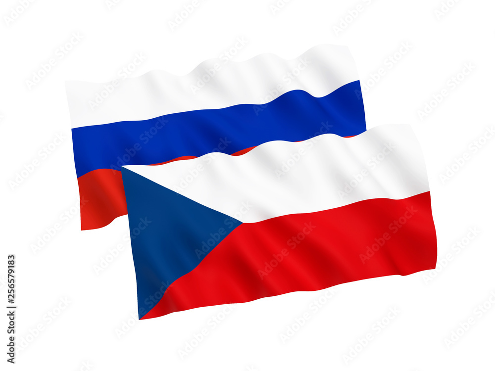 Flags of Russia and Czech Republic on a white background Flags of Russia and Czech Republic on a white background