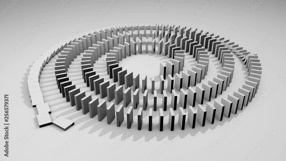 3d animation of falling domino