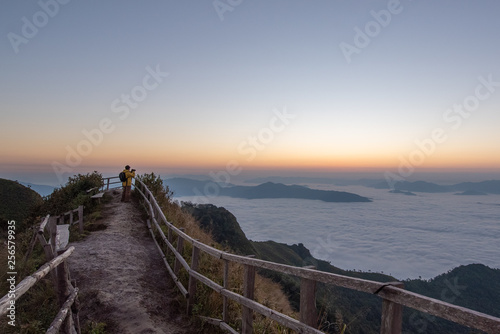Vászonkép Thailand Chiang rai Phu chi dao famous mountain landscape sunrise for tourist