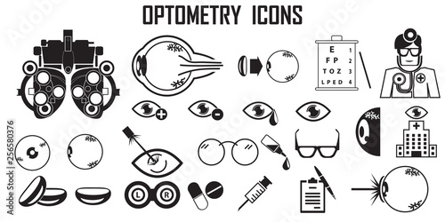 optometry eye icons vector.