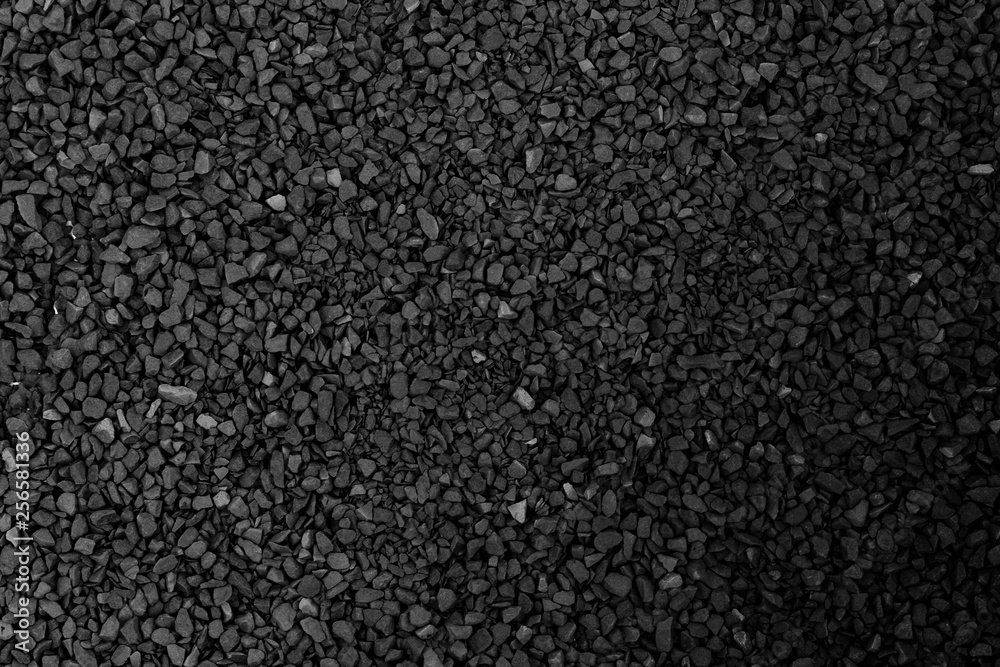 Fototapeta premium Black (gray) small crushed stones background texture