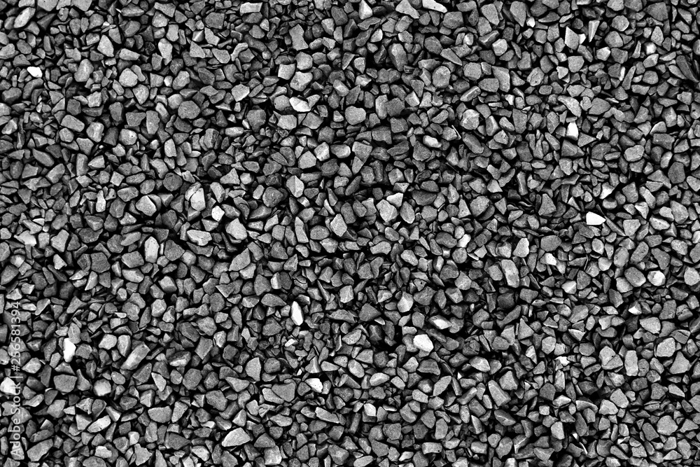 Black (gray) small crushed stones background texture