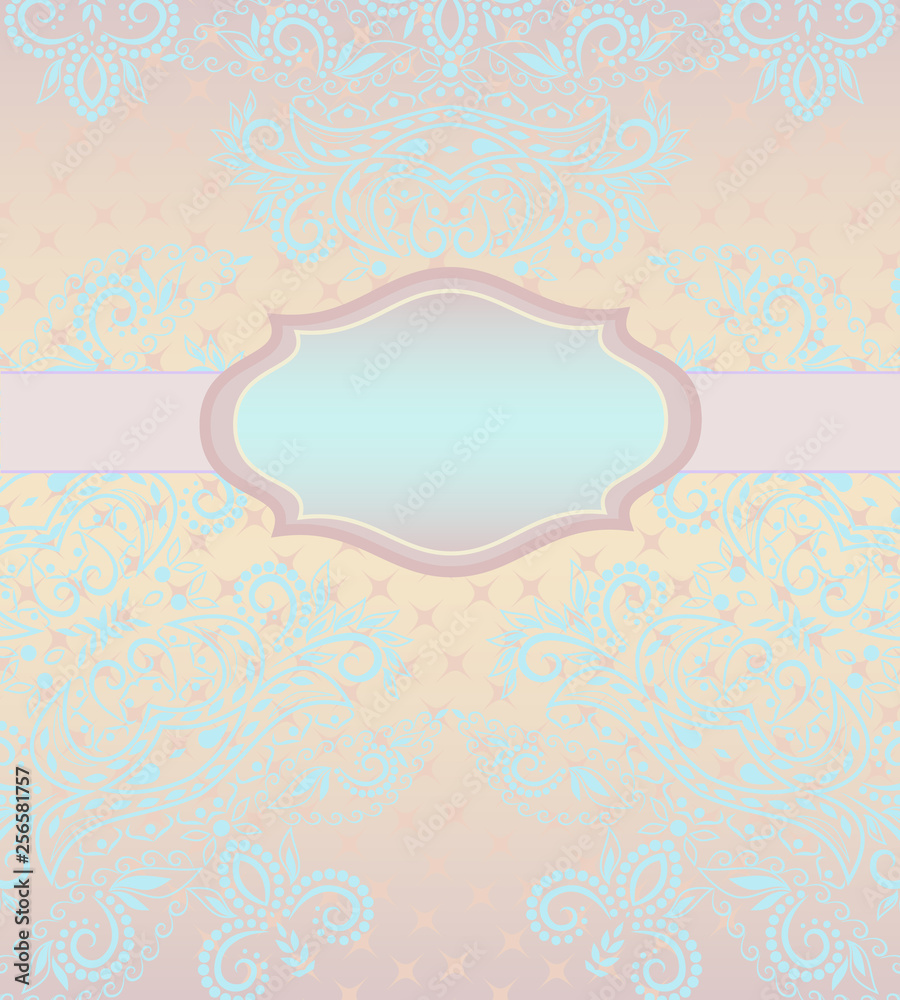 Wedding invitation card. Delicate pattern with ethnic elements. Vector background.	