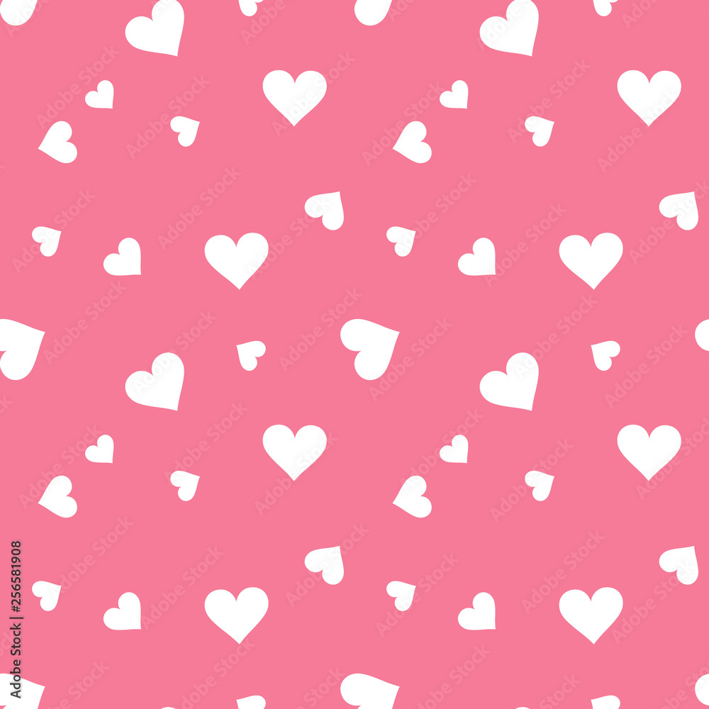 Hearts. Heart seamless pattern. Pink heart. Packaging design for gift wrap. Abstract geometric modern background. Vector illustration. Art deco style