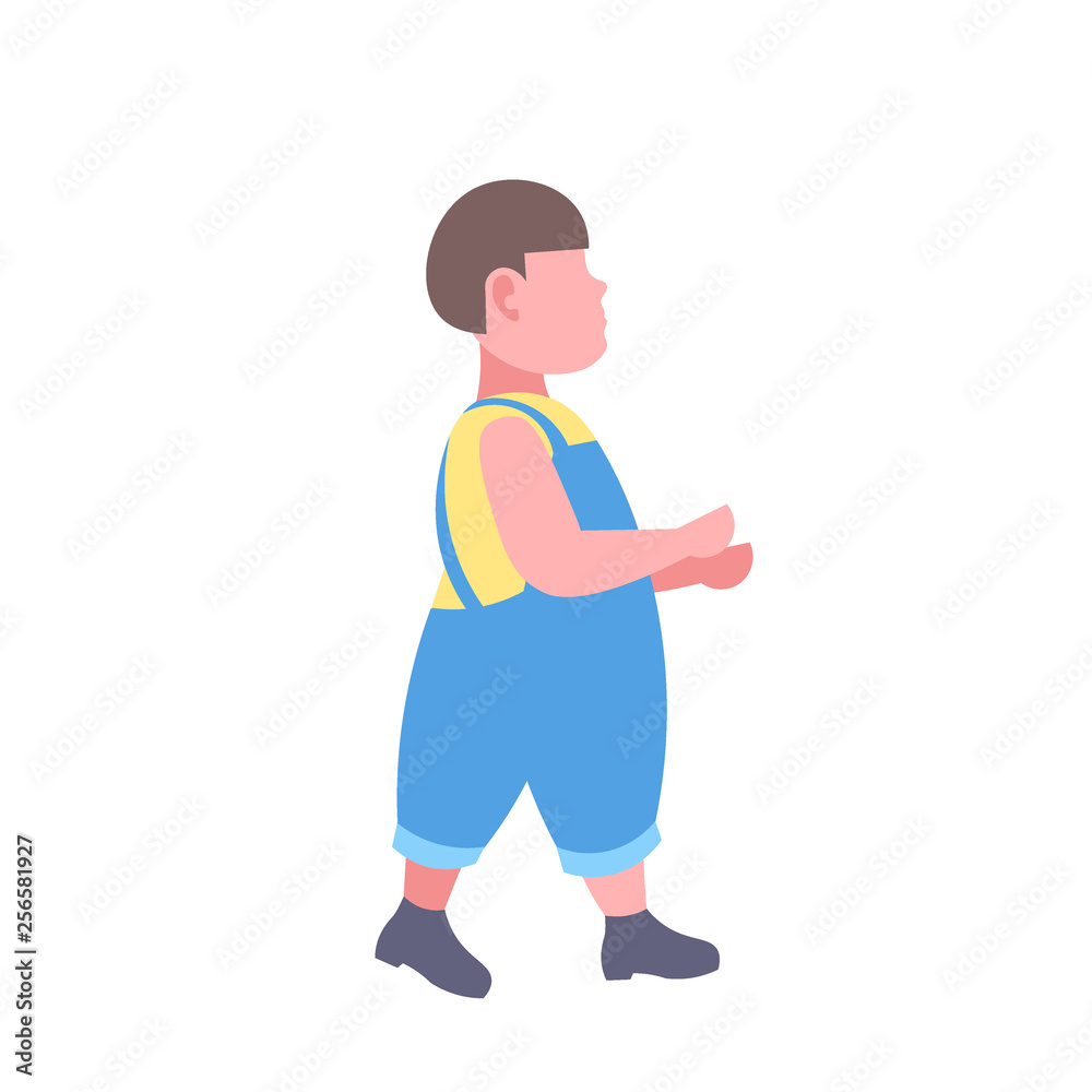 fat boy walking obese character concept full length flat