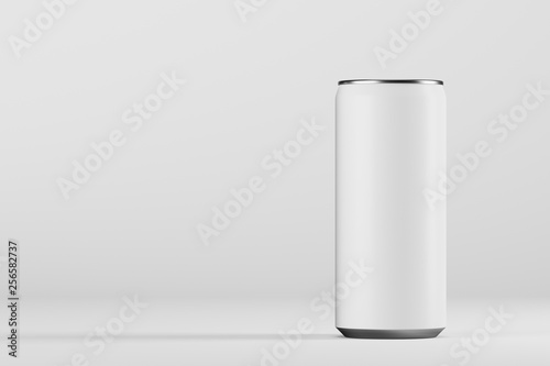 White aluminum bottle for drinks on a light background. Mock up. 3d rendering