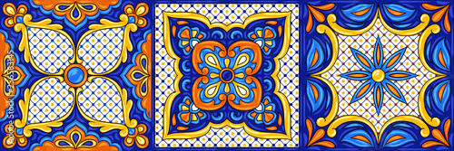 Mexican talavera ceramic tile pattern. Ethnic folk ornament.
