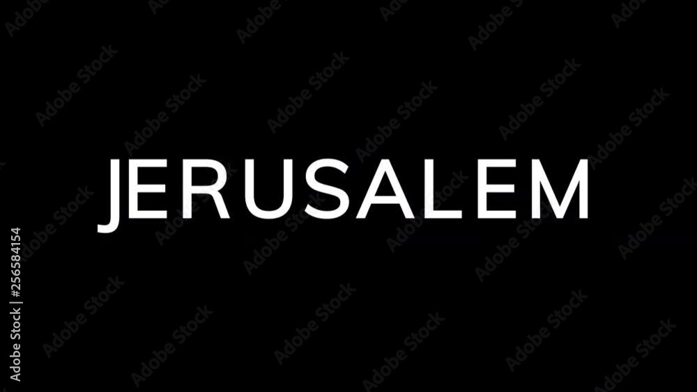 From the Glitch effect arises capital name JERUSALEM. Then the TV turns off. Alpha channel Premultiplied - Matted with color black