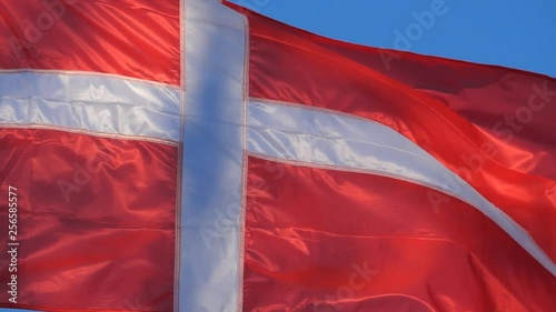 The national danish flag waving in the wind. photo