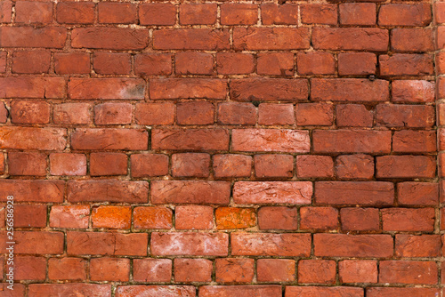 background texture of old red brick walls. Wallpaper or desktop design