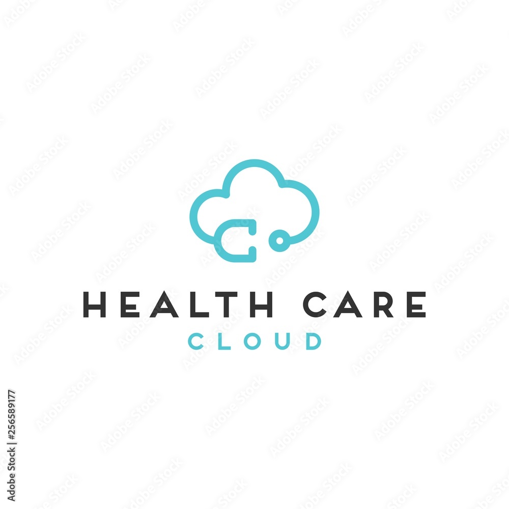 Health care logo design with cloud Health care logo design with cloud