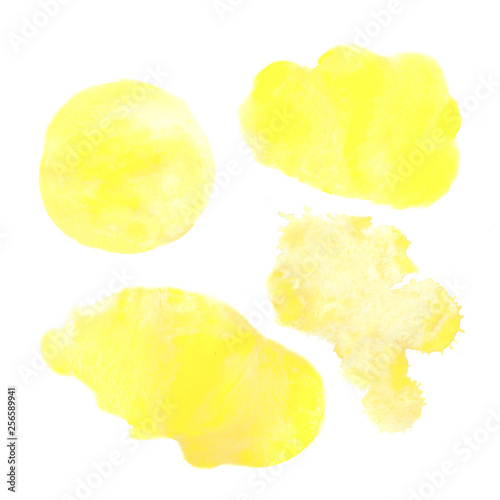 Watercolor yellow spot isolated on white background