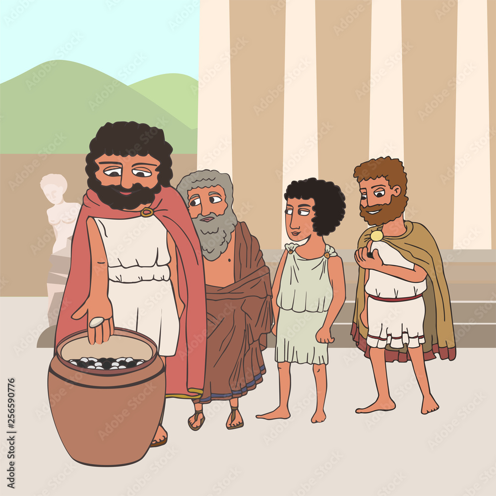 people voting in ancient greece cartoon Stock Vector | Adobe Stock