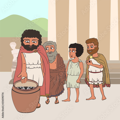 people voting in ancient greece cartoon