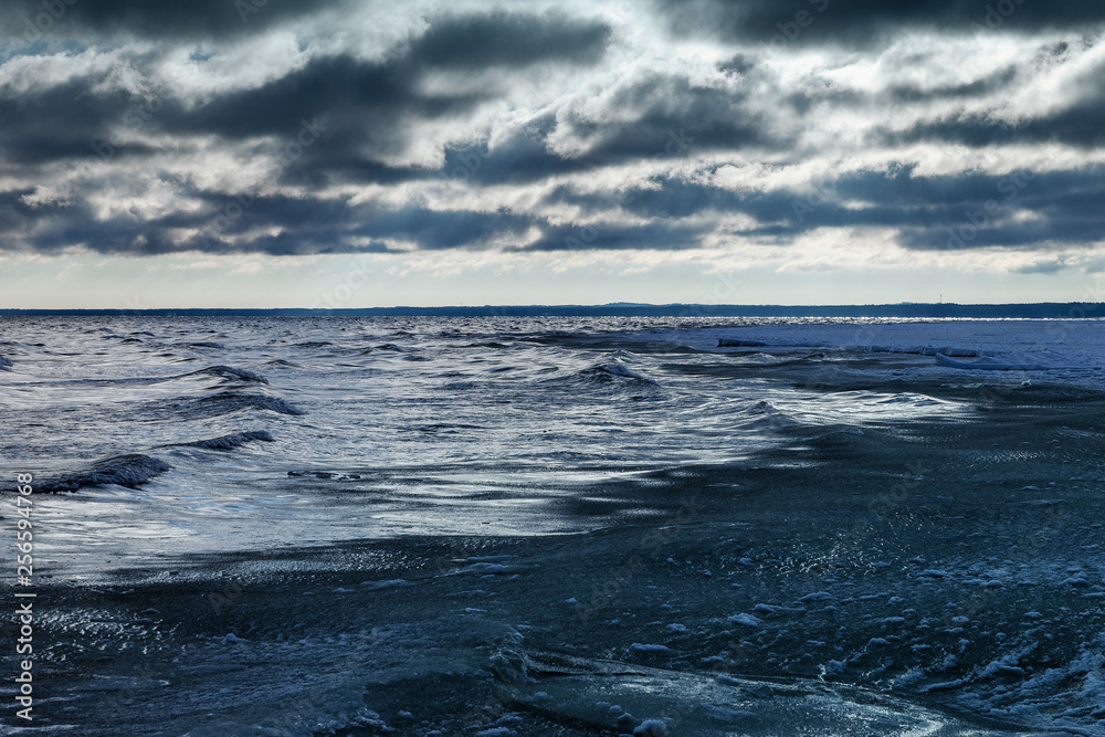 Icy gulf of Riga, Baltic sea.
