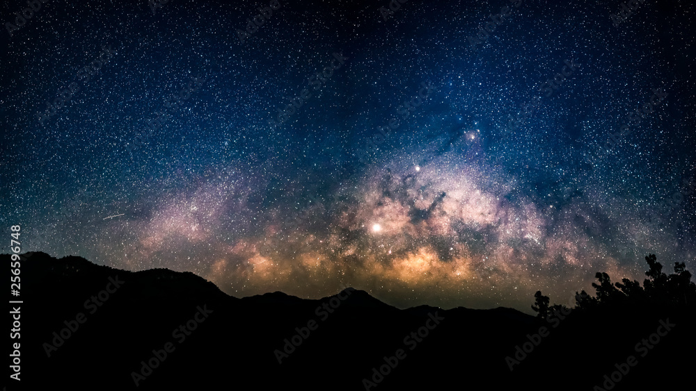 Milky Way and starry night sky. 