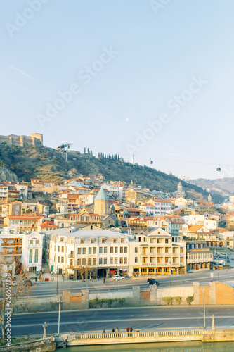 Dawn in the old city of Tbilisi, Georgia. Panoramas of the ancient city and the fortress. © pavelvozmischev