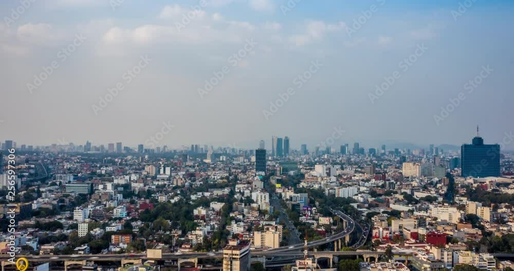 Aerial hyperlapse of Mexico City at day in the San Antonio freeway Aerial hyperlapse of Mexico City at day in the San Antonio freeway