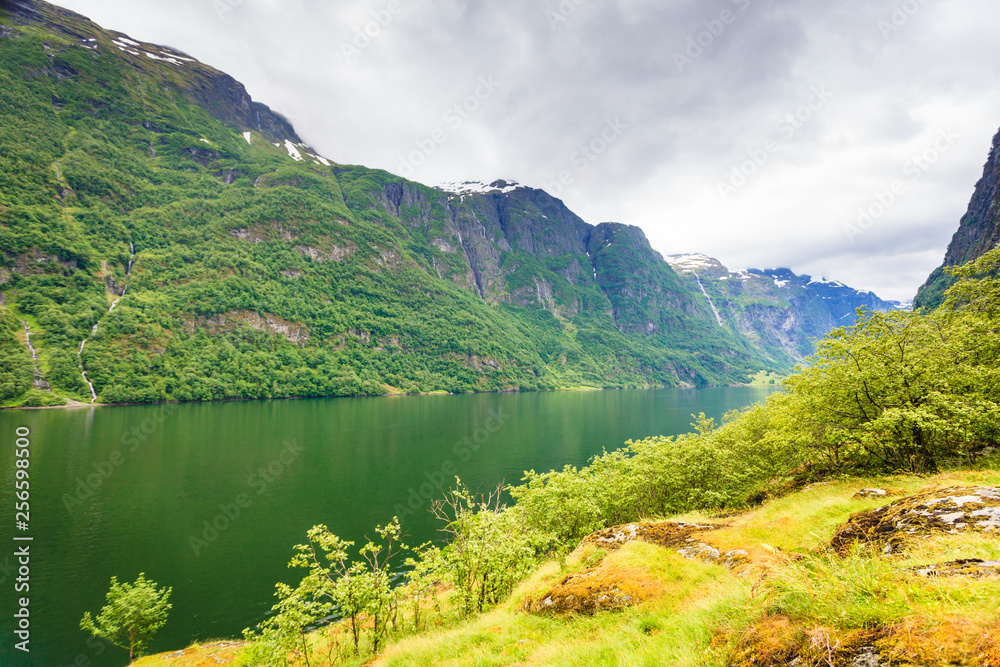 Mountains landscape and fjord in Norway
