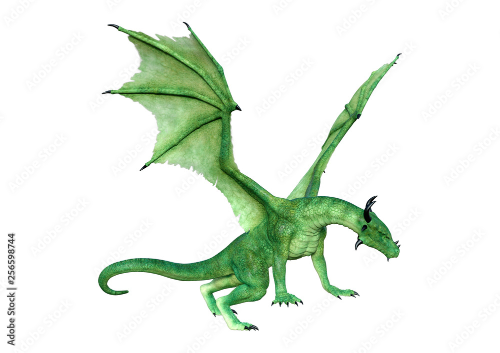 Fototapeta premium 3D Rendering Fairy Tale Dragon on White